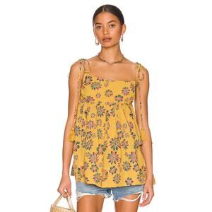 NWT Free People Indigo Molly Smock Cami in‎ Golden Yellow Medium Tunic Babydoll